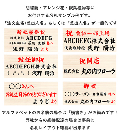 観葉植物の名札・横型のサンプル例です